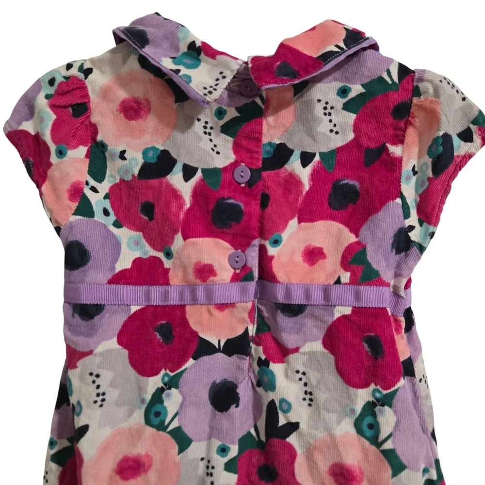 Gymboree Girls Floral‎ Print Corduroy Dress Size 3T Purple Pink Flower Cute